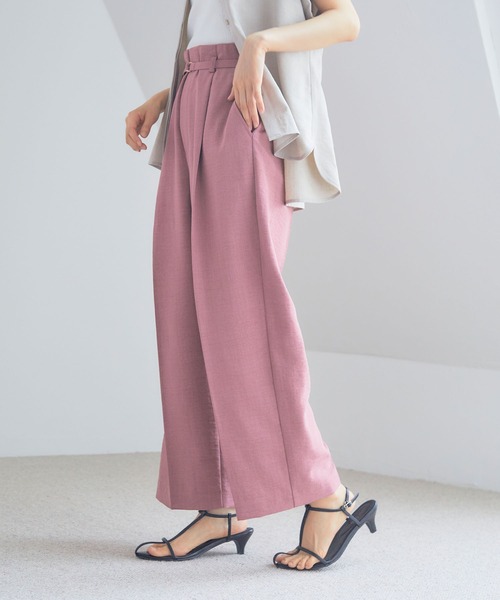 CROSS FUNCTION(クロスファンクション)の「《洗える・シワになりにくい・UVカット・接触冷感》サマナチュラセンタープレスワイドストレートパンツ【CF/クロスファンクション】セットアップ可能(スラックス・レディース・モカ/ネイビー/ピンク/ライトベージュ/ライトブルー/チャコールグレー・S/M/L/LL)」の6枚目の写真