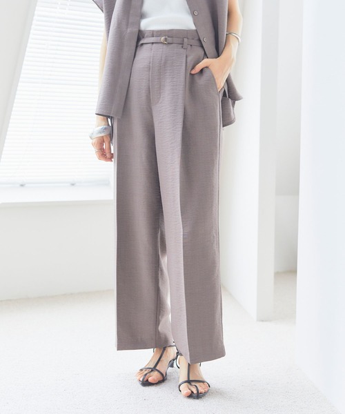 CROSS FUNCTION(クロスファンクション)の「《洗える・シワになりにくい・UVカット・接触冷感》サマナチュラセンタープレスワイドストレートパンツ【CF/クロスファンクション】セットアップ可能(スラックス・レディース・モカ/ネイビー/ピンク/ライトベージュ/ライトブルー/チャコールグレー・S/M/L/LL)」の3枚目の写真