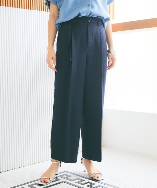 CROSS FUNCTION(クロスファンクション)の「《洗える・シワになりにくい・UVカット・接触冷感》サマナチュラセンタープレスワイドストレートパンツ【CF/クロスファンクション】セットアップ可能(スラックス・レディース・モカ/ネイビー/ピンク/ライトベージュ/ライトブルー/チャコールグレー・S/M/L/LL)」の22枚目の写真