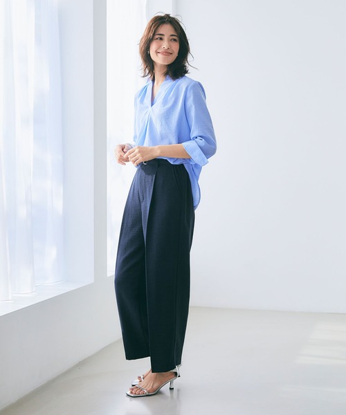 CROSS FUNCTION(クロスファンクション)の「《洗える・シワになりにくい・UVカット・接触冷感》サマナチュラセンタープレスワイドストレートパンツ【CF/クロスファンクション】セットアップ可能(スラックス・レディース・モカ/ネイビー/ピンク/ライトベージュ/ライトブルー/チャコールグレー・S/M/L/LL)」の19枚目の写真