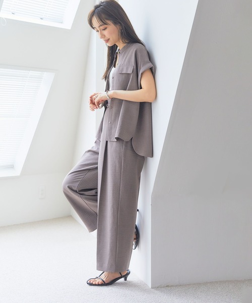 CROSS FUNCTION(クロスファンクション)の「《洗える・シワになりにくい・UVカット・接触冷感》サマナチュラセンタープレスワイドストレートパンツ【CF/クロスファンクション】セットアップ可能(スラックス・レディース・モカ/ネイビー/ピンク/ライトベージュ/ライトブルー/チャコールグレー・S/M/L/LL)」の13枚目の写真