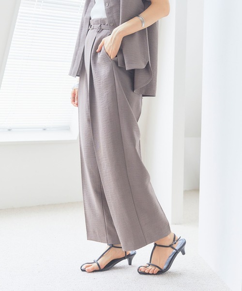 CROSS FUNCTION(クロスファンクション)の「《洗える・シワになりにくい・UVカット・接触冷感》サマナチュラセンタープレスワイドストレートパンツ【CF/クロスファンクション】セットアップ可能(スラックス・レディース・モカ/ネイビー/ピンク/ライトベージュ/ライトブルー/チャコールグレー・S/M/L/LL)」の15枚目の写真