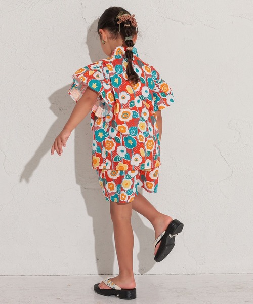 Ocean&Ground(オーシャン&グラウンド)の「【浴衣】GIRL’Sフリルスリーブ甚平スーツ(90~140cm)(浴衣・キッズ・レッド/イエロー・140/130/120/110/100/90)」の4枚目の写真