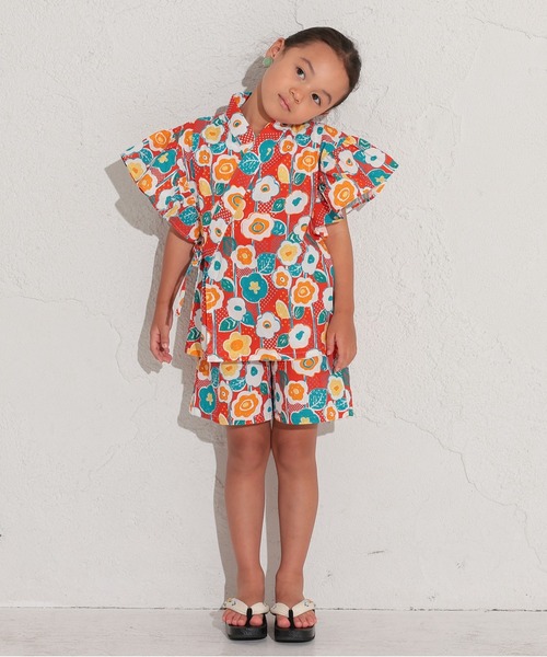 Ocean&Ground(オーシャン&グラウンド)の「【浴衣】GIRL’Sフリルスリーブ甚平スーツ(90~140cm)(浴衣・キッズ・レッド/イエロー・140/130/120/110/100/90)」の5枚目の写真