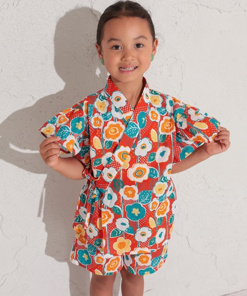 Ocean&Ground(オーシャン&グラウンド)の「【浴衣】GIRL’Sフリルスリーブ甚平スーツ(90~140cm)(浴衣・キッズ・レッド/イエロー・140/130/120/110/100/90)」の6枚目の写真