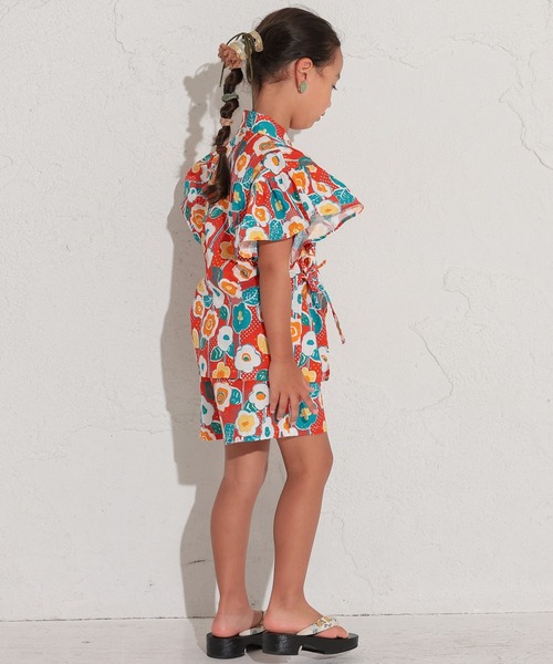 Ocean&Ground(オーシャン&グラウンド)の「【浴衣】GIRL’Sフリルスリーブ甚平スーツ(90~140cm)(浴衣・キッズ・レッド/イエロー・140/130/120/110/100/90)」の7枚目の写真