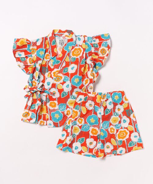 Ocean&Ground(オーシャン&グラウンド)の「【浴衣】GIRL’Sフリルスリーブ甚平スーツ(90~140cm)(浴衣・キッズ・レッド/イエロー・140/130/120/110/100/90)」の8枚目の写真