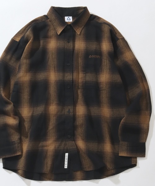 GERRY（ジェリー）の「【GERRY/ジェリー】ワンポイントロゴ ロングスリーブ チェックネルシャツ（シャツ/ブラウス・メンズ・ブラウン/ホワイト/ブラック/マルチ/サックスブルー/ブルー/ダークグリーン/ベージュ・LL/L/M）」の3枚目の写真