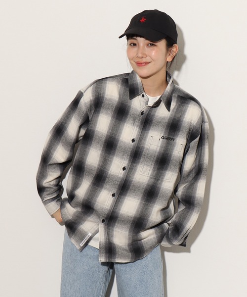 GERRY（ジェリー）の「【GERRY/ジェリー】ワンポイントロゴ ロングスリーブ チェックネルシャツ（シャツ/ブラウス・メンズ・ブラウン/ホワイト/ブラック/マルチ/サックスブルー/ブルー/ダークグリーン/ベージュ・LL/L/M）」の9枚目の写真