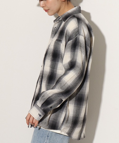 GERRY（ジェリー）の「【GERRY/ジェリー】ワンポイントロゴ ロングスリーブ チェックネルシャツ（シャツ/ブラウス・メンズ・ブラウン/ホワイト/ブラック/マルチ/サックスブルー/ブルー/ダークグリーン/ベージュ・LL/L/M）」の12枚目の写真