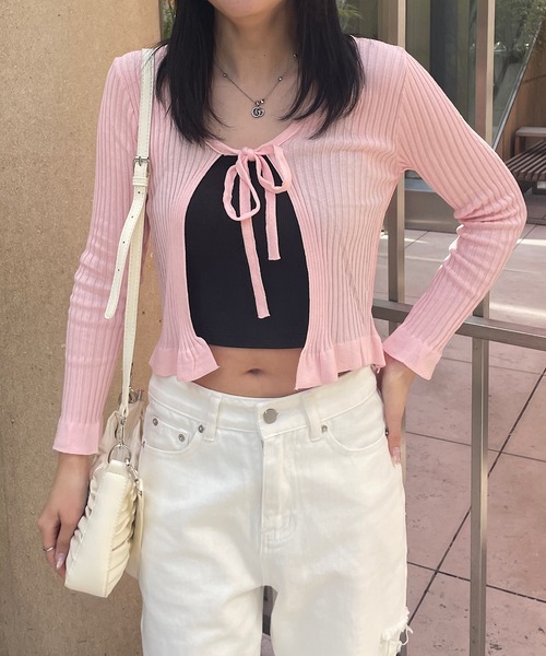 ROGER AND RAW（ロジャーアンドロウ）の「リボンカーディガン（カーディガン/ボレロ・レディース・ホワイト/ブラック/ピンク/グレー・FREE）」の17枚目の写真