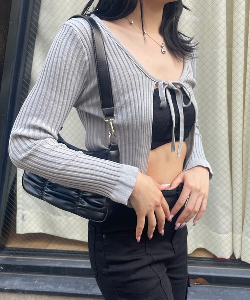 ROGER AND RAW（ロジャーアンドロウ）の「リボンカーディガン（カーディガン/ボレロ・レディース・ホワイト/ブラック/ピンク/グレー・FREE）」の10枚目の写真