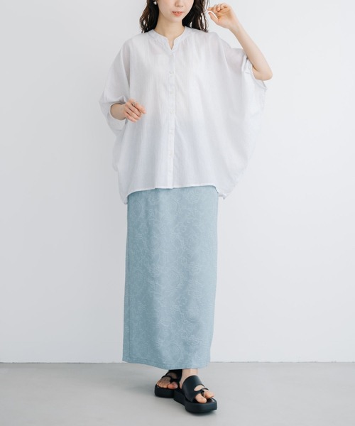 refinedworks(リファインドワークス)の「【refinedworks】 清涼感たっぷりなストライプシャツブラウス!(シャツ/ブラウス・レディース・グレー/ライトブルー/ホワイト・FREE)」の6枚目の写真