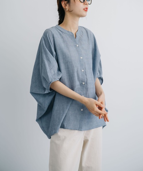 refinedworks(リファインドワークス)の「【refinedworks】 清涼感たっぷりなストライプシャツブラウス!(シャツ/ブラウス・レディース・グレー/ライトブルー/ホワイト・FREE)」の11枚目の写真