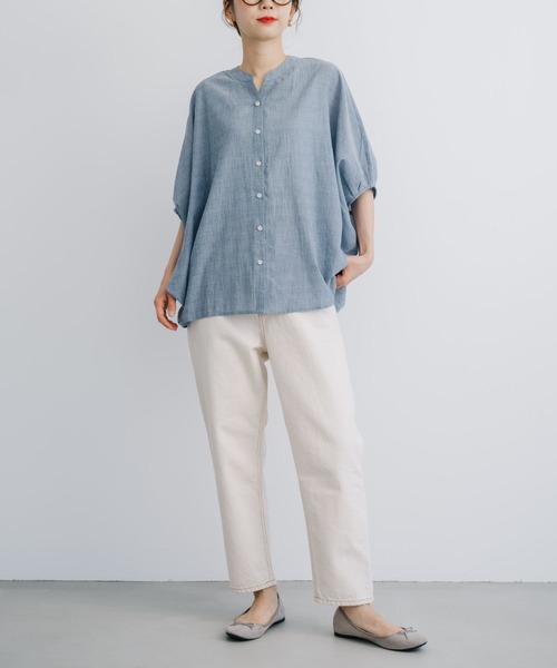 refinedworks(リファインドワークス)の「【refinedworks】 清涼感たっぷりなストライプシャツブラウス!(シャツ/ブラウス・レディース・グレー/ライトブルー/ホワイト・FREE)」の14枚目の写真