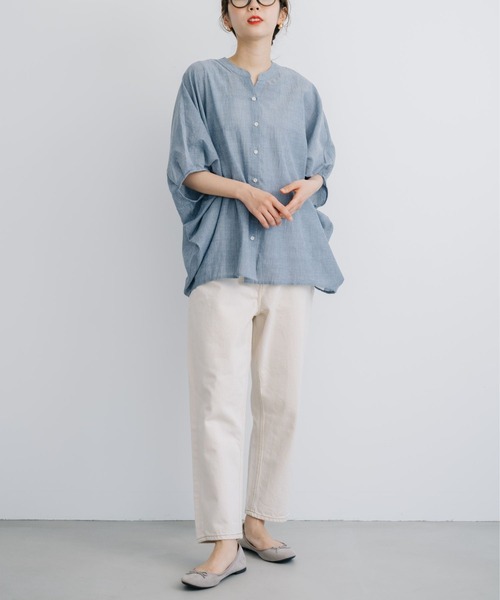 refinedworks(リファインドワークス)の「【refinedworks】 清涼感たっぷりなストライプシャツブラウス!(シャツ/ブラウス・レディース・グレー/ライトブルー/ホワイト・FREE)」の15枚目の写真