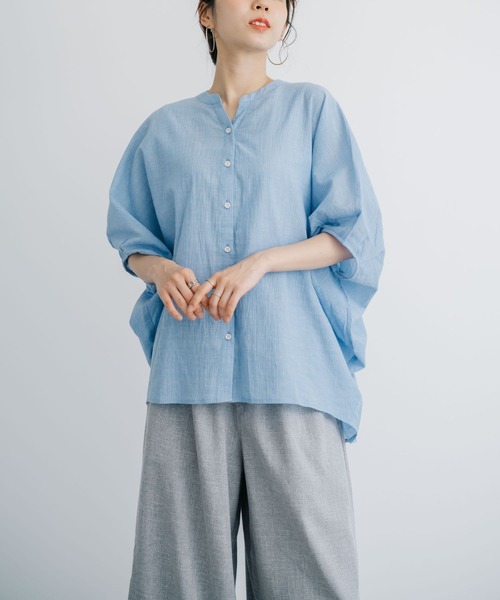 refinedworks(リファインドワークス)の「【refinedworks】 清涼感たっぷりなストライプシャツブラウス!(シャツ/ブラウス・レディース・グレー/ライトブルー/ホワイト・FREE)」の19枚目の写真