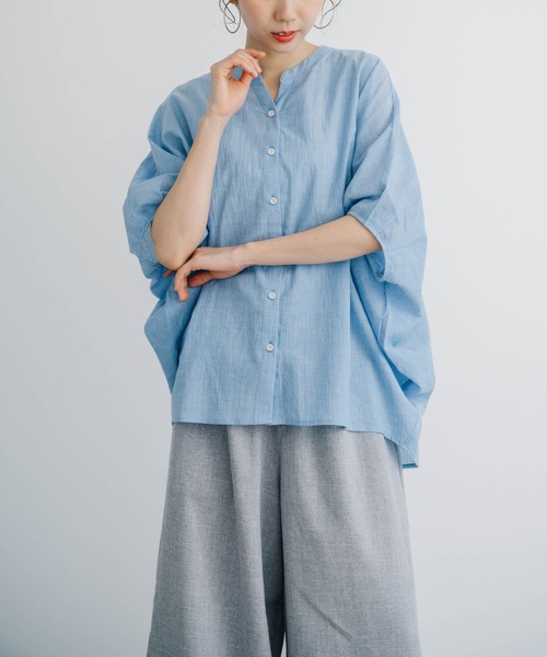 refinedworks(リファインドワークス)の「【refinedworks】 清涼感たっぷりなストライプシャツブラウス!(シャツ/ブラウス・レディース・グレー/ライトブルー/ホワイト・FREE)」の20枚目の写真