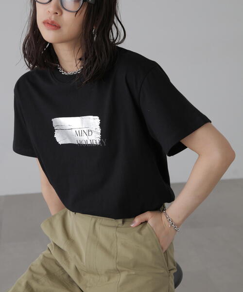 FREE'S MART（フリーズマート）の「箔プリントＴシャツ（Tシャツ/カットソー・レディース・ホワイト/ブラック/ホワイト系その他・FREE）」の3枚目の写真