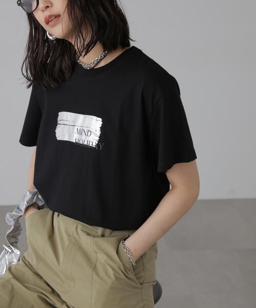 FREE'S MART（フリーズマート）の「箔プリントＴシャツ（Tシャツ/カットソー・レディース・ホワイト/ブラック/ホワイト系その他・FREE）」の7枚目の写真