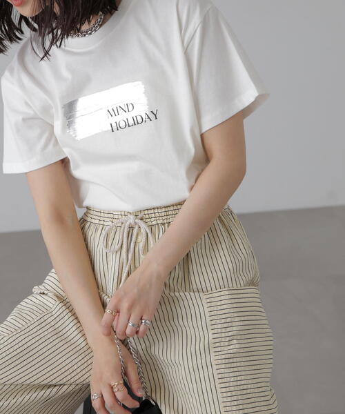 FREE'S MART（フリーズマート）の「箔プリントＴシャツ（Tシャツ/カットソー・レディース・ホワイト/ブラック/ホワイト系その他・FREE）」の19枚目の写真