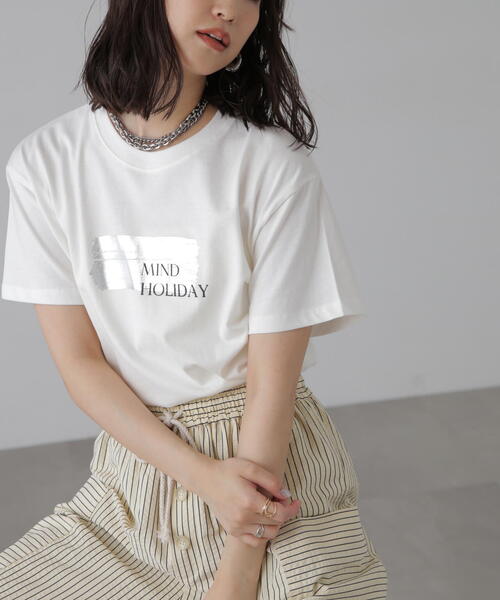 FREE'S MART（フリーズマート）の「箔プリントＴシャツ（Tシャツ/カットソー・レディース・ホワイト/ブラック/ホワイト系その他・FREE）」の20枚目の写真