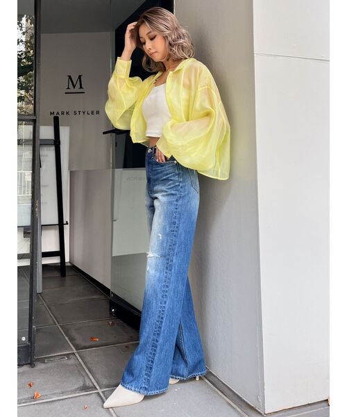 GYDA（ジェイダ）の「SHEERショートシャツ（シャツ/ブラウス・レディース・イエロー/オフホワイト/その他1・FREE）」の9枚目の写真