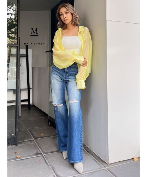 GYDA（ジェイダ）の「SHEERショートシャツ（シャツ/ブラウス・レディース・イエロー/オフホワイト/その他1・FREE）」の10枚目の写真