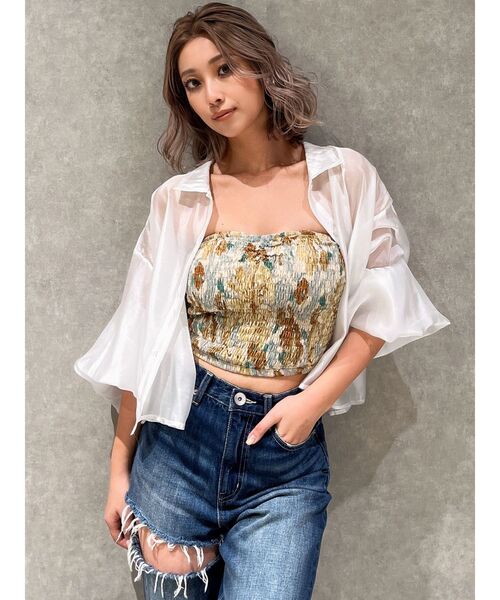 GYDA（ジェイダ）の「SHEERショートシャツ（シャツ/ブラウス・レディース・イエロー/オフホワイト/その他1・FREE）」の14枚目の写真