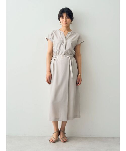 YECCA VECCA（イェッカヴェッカ）の「ポケットデザインワンピース（ワンピース・レディース・グレイッシュベージュ/グリーン/ネイビー・FREE）」の5枚目の写真