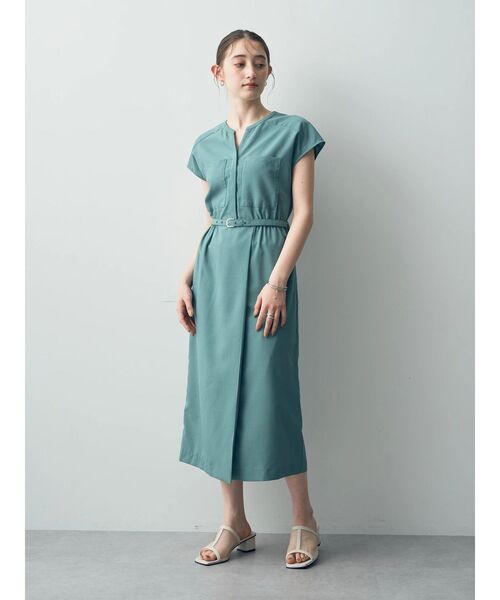 YECCA VECCA（イェッカヴェッカ）の「ポケットデザインワンピース（ワンピース・レディース・グレイッシュベージュ/グリーン/ネイビー・FREE）」の9枚目の写真