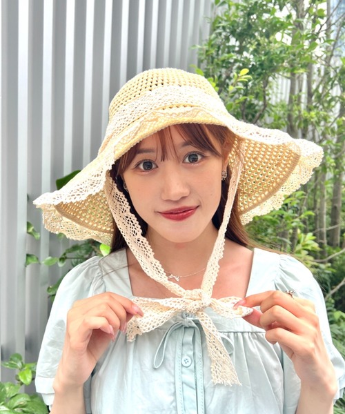 Jane Marple ストローハット（アイボリーロゴリボン） Jane Marple ストローハット（アイボリーロゴリボン）