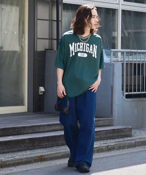 WEGO（ウィゴー）の「WEGO/アクセ付きラインリブメッシュプルオーバー（Tシャツ/カットソー・メンズ・ホワイト/ネイビー/ダークグリーン/ブラック・MEDIUM/LARGE）」の19枚目の写真