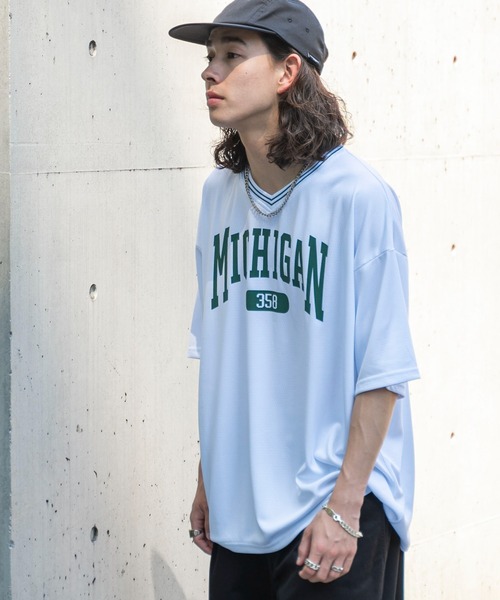 WEGO（ウィゴー）の「WEGO/アクセ付きラインリブメッシュプルオーバー（Tシャツ/カットソー・メンズ・ホワイト/ネイビー/ダークグリーン/ブラック・MEDIUM/LARGE）」の22枚目の写真