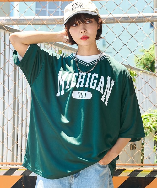 WEGO（ウィゴー）の「WEGO/アクセ付きラインリブメッシュプルオーバー（Tシャツ/カットソー・メンズ・ホワイト/ネイビー/ダークグリーン/ブラック・MEDIUM/LARGE）」の12枚目の写真