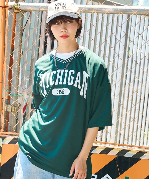 WEGO（ウィゴー）の「WEGO/アクセ付きラインリブメッシュプルオーバー（Tシャツ/カットソー・メンズ・ホワイト/ネイビー/ダークグリーン/ブラック・MEDIUM/LARGE）」の13枚目の写真