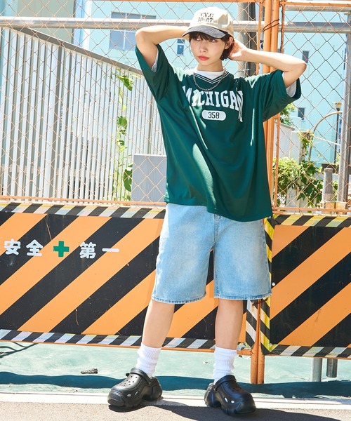 WEGO（ウィゴー）の「WEGO/アクセ付きラインリブメッシュプルオーバー（Tシャツ/カットソー・メンズ・ホワイト/ネイビー/ダークグリーン/ブラック・MEDIUM/LARGE）」の14枚目の写真