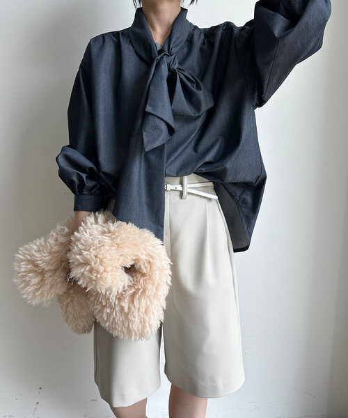 DouDou（ドゥドゥ）の「【JAPANデニム】棒タイブラウス（シャツ