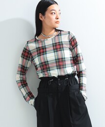 Ray BEAMS | Ray BEAMS / シアー チェック クルーネック トップス(Tシャツ/カットソー)