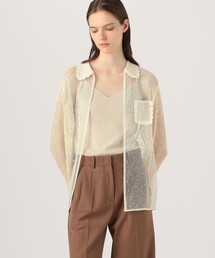 DES PRES（デ・プレ）の「スパークリングネット シャツカーディガン
