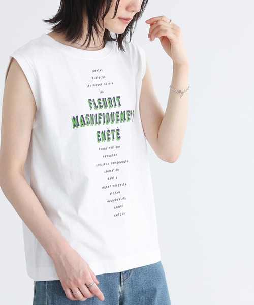 n'OrLABEL(ノアールレーベル)の「『ロゴフレンチスリーブTシャツ』(Tシャツ/カットソー・レディース・オフホワイト/グレイッシュブルー/チャコール・1/2)」の2枚目の写真