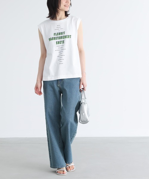 n'OrLABEL(ノアールレーベル)の「『ロゴフレンチスリーブTシャツ』(Tシャツ/カットソー・レディース・オフホワイト/グレイッシュブルー/チャコール・1/2)」の7枚目の写真