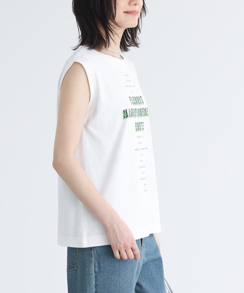 n'OrLABEL(ノアールレーベル)の「『ロゴフレンチスリーブTシャツ』(Tシャツ/カットソー・レディース・オフホワイト/グレイッシュブルー/チャコール・1/2)」の6枚目の写真