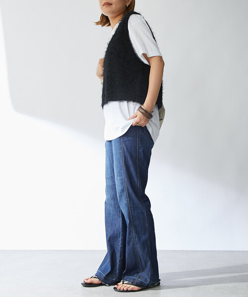 un dix cors（アンディコール）の「シャギーVベスト（ベスト・レディース・ブラック/ライトグレー・FREE）」の9枚目の写真