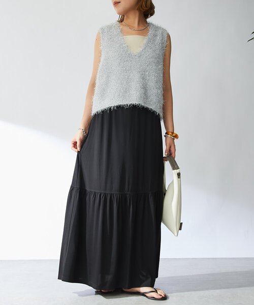 un dix cors（アンディコール）の「シャギーVベスト（ベスト・レディース・ブラック/ライトグレー・FREE）」の21枚目の写真