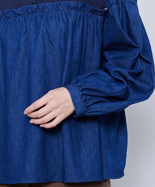 Arnold Palmer（アーノルドパーマー）の「フリル ヨークドッキング プルオーバー（シャツ/ブラウス・レディース・ブラック/アイボリー/ネイビー・L/M/S）」の6枚目の写真