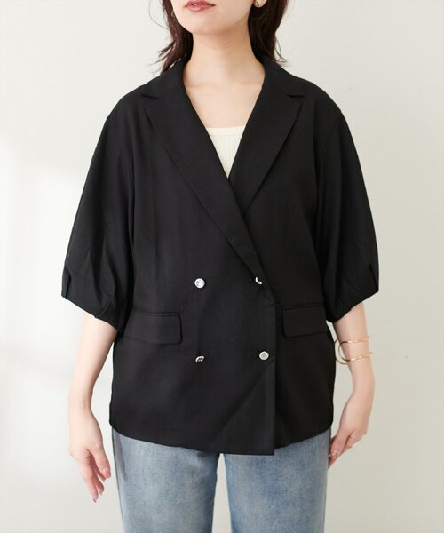 natural couture（ナチュラルクチュール）の「綿麻コクーンスリーブジャケット（その他アウター・レディース・ライトベージュ/ブラック/モカ・FREE）」の16枚目の写真