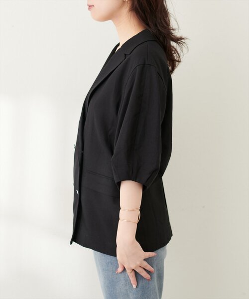 natural couture（ナチュラルクチュール）の「綿麻コクーンスリーブジャケット（その他アウター・レディース・ライトベージュ/ブラック/モカ・FREE）」の17枚目の写真