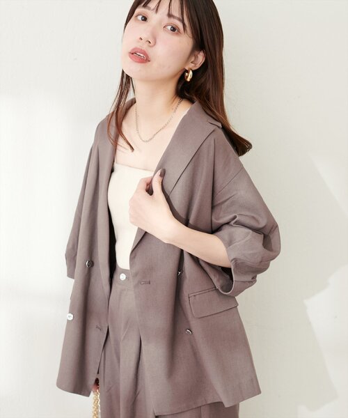 natural couture（ナチュラルクチュール）の「綿麻コクーンスリーブジャケット（その他アウター・レディース・ライトベージュ/ブラック/モカ・FREE）」の9枚目の写真