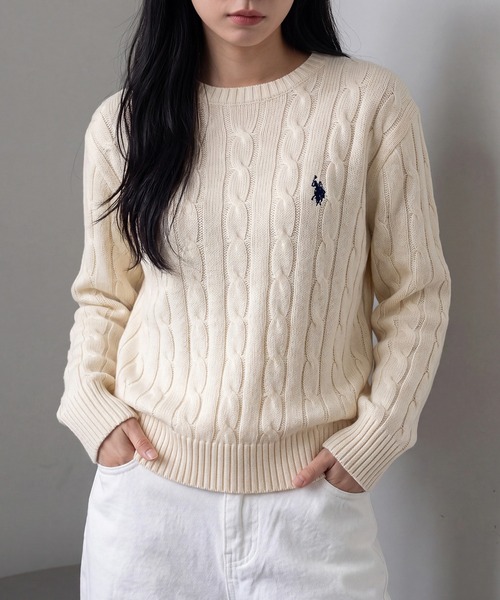 U.S. POLO ASSN.(ユーエスポロアッスン)の「【U.S. POLO ASSN.】25AW新色追加 ロイヤルバルキーケーブルニット メンズ、ウィメンズで着れるサイズ展開!(ニット/セーター・レディース・ネイビー/ホワイト/レッド/グリーン/グレー/ブラック/ベージュ/ワイン・S/M/L/XL)」の22枚目の写真